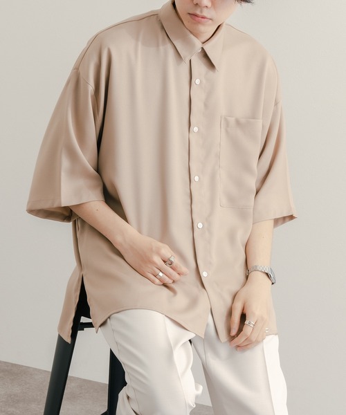epnok(エプノック)の「サイドスリットジョーゼットシャツ(シャツ/ブラウス・メンズ・ベージュ/ダークグレー・SMALL/MEDIUM/LARGE)」の20枚目の写真