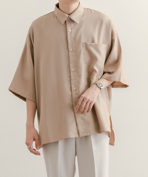 epnok(エプノック)の「サイドスリットジョーゼットシャツ(シャツ/ブラウス・メンズ・ベージュ/ダークグレー・SMALL/MEDIUM/LARGE)」の22枚目の写真