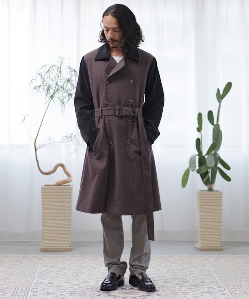 CAMBIO（カンビオ）の「mj8075-コーデュロイ切り替えトレンチコート（トレンチコート・メンズ・ブラック系その他/ベージュ/ブラック・S/L/M）」の7枚目の写真