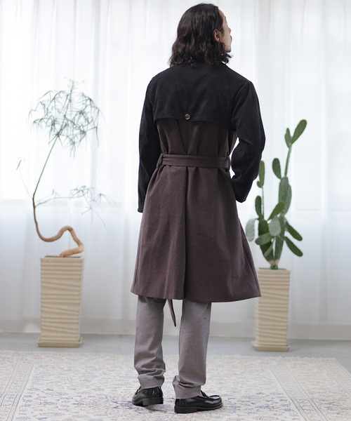 CAMBIO（カンビオ）の「mj8075-コーデュロイ切り替えトレンチコート（トレンチコート・メンズ・ブラック系その他/ベージュ/ブラック・S/L/M）」の8枚目の写真