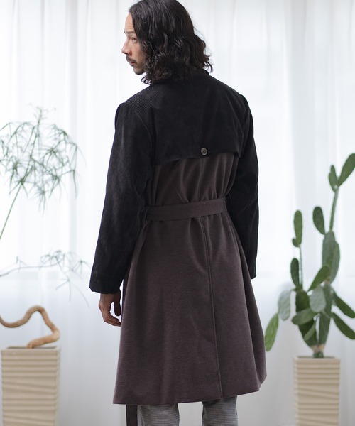 CAMBIO（カンビオ）の「mj8075-コーデュロイ切り替えトレンチコート（トレンチコート・メンズ・ブラック系その他/ベージュ/ブラック・S/L/M）」の9枚目の写真