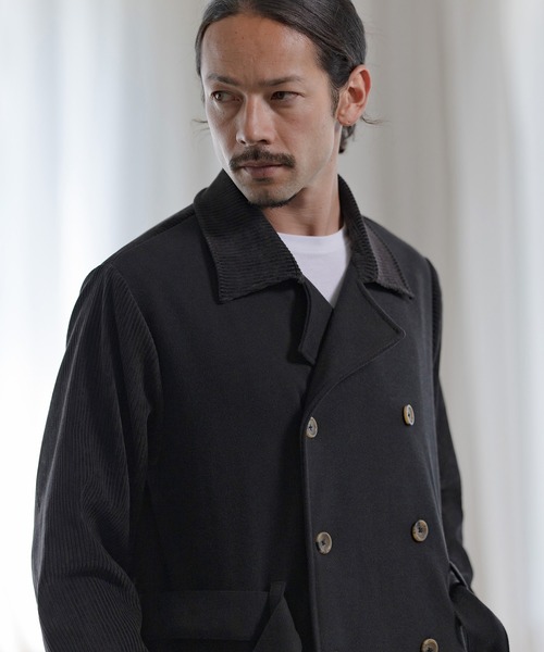 CAMBIO（カンビオ）の「mj8075-コーデュロイ切り替えトレンチコート（トレンチコート・メンズ・ブラック系その他/ベージュ/ブラック・S/L/M）」の11枚目の写真