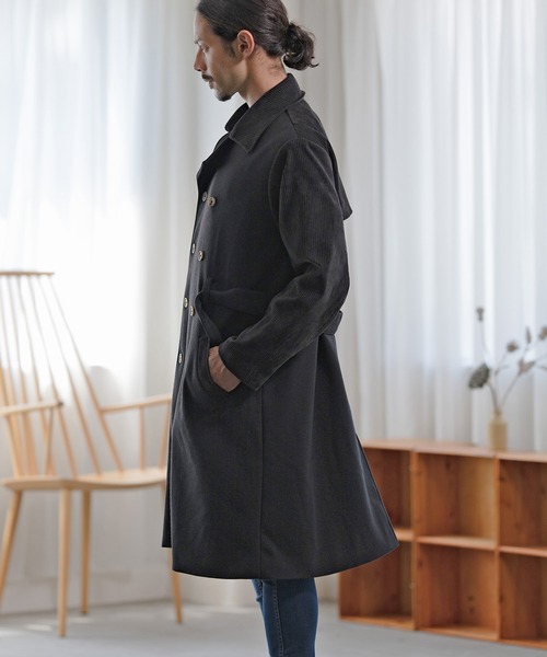 CAMBIO（カンビオ）の「mj8075-コーデュロイ切り替えトレンチコート（トレンチコート・メンズ・ブラック系その他/ベージュ/ブラック・S/L/M）」の14枚目の写真
