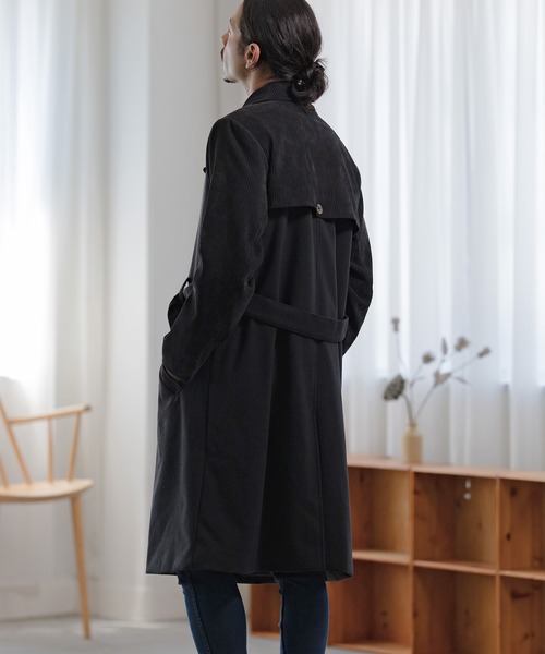 CAMBIO（カンビオ）の「mj8075-コーデュロイ切り替えトレンチコート（トレンチコート・メンズ・ブラック系その他/ベージュ/ブラック・S/L/M）」の15枚目の写真