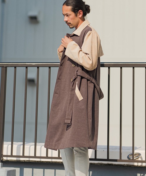CAMBIO（カンビオ）の「mj8075-コーデュロイ切り替えトレンチコート（トレンチコート・メンズ・ブラック系その他/ベージュ/ブラック・S/L/M）」の19枚目の写真