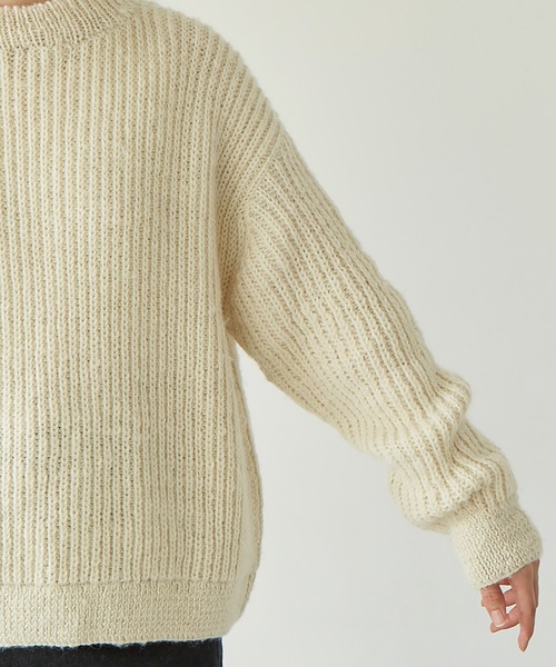 note et silence （ノートエシロンス）の「Hand knit片畦 クループルオーバー（ニット/セーター・レディース・ホワイト/ダークブラウン/ブルー・FREE）」の15枚目の写真