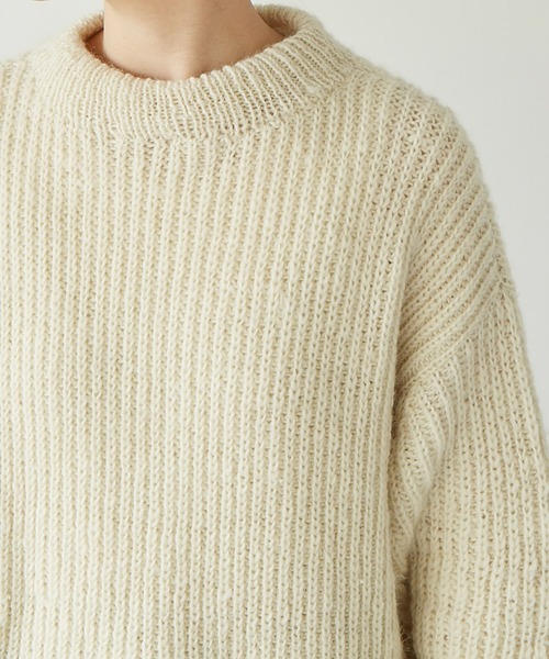 note et silence （ノートエシロンス）の「Hand knit片畦 クループルオーバー（ニット/セーター・レディース・ホワイト/ダークブラウン/ブルー・FREE）」の11枚目の写真