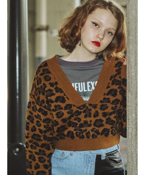 jouetie（ジュエティ）の「レイヤードVネックニット【セットアイテム/2WAY】（ニット/セーター・レディース・ブラウン/レッド/アイボリー/ブルー・MEDIUM）」の3枚目の写真