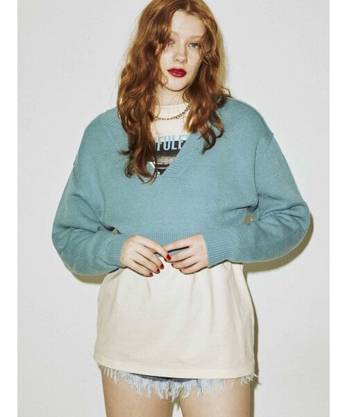 jouetie（ジュエティ）の「レイヤードVネックニット【セットアイテム/2WAY】（ニット/セーター・レディース・ブラウン/レッド/アイボリー/ブルー・MEDIUM）」の11枚目の写真