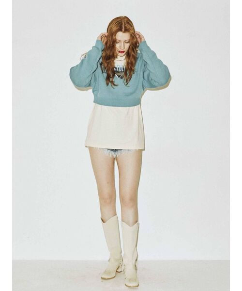 jouetie（ジュエティ）の「レイヤードVネックニット【セットアイテム/2WAY】（ニット/セーター・レディース・ブラウン/レッド/アイボリー/ブルー・MEDIUM）」の13枚目の写真