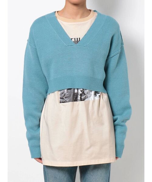 jouetie（ジュエティ）の「レイヤードVネックニット【セットアイテム/2WAY】（ニット/セーター・レディース・ブラウン/レッド/アイボリー/ブルー・MEDIUM）」の21枚目の写真