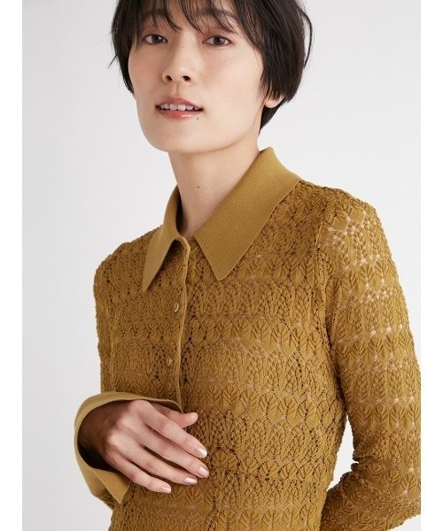 FRAY I.D（フレイアイディー）の「ニットカラーレースロングワンピース