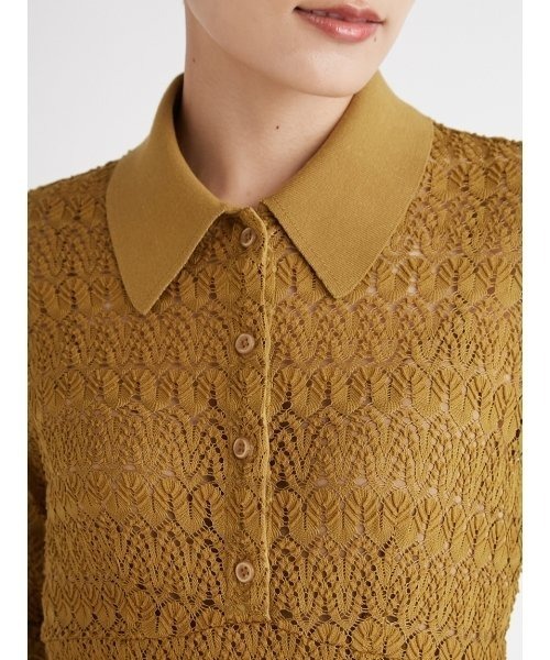 FRAY I.D（フレイアイディー）の「ニットカラーレースロングワンピース