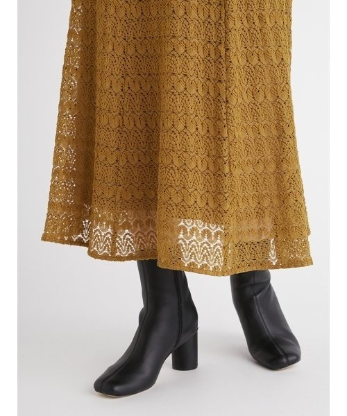 FRAY I.D（フレイアイディー）の「ニットカラーレースロングワンピース