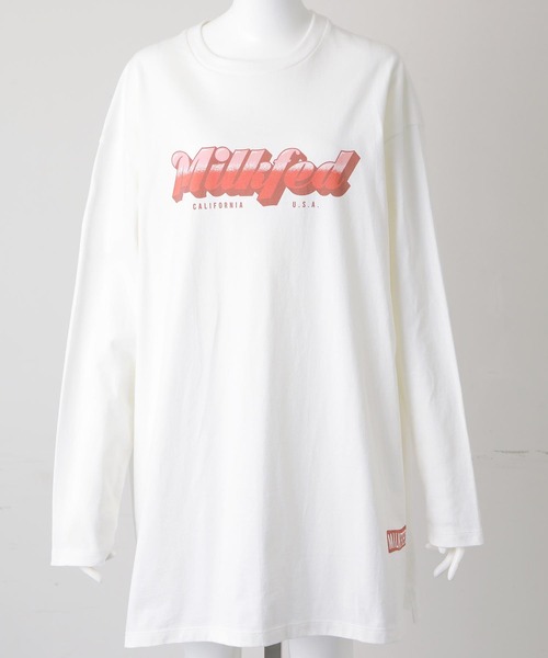 MILKFED.（ミルクフェド）の「GRADATION LOGO LONG TOP（Tシャツ/カットソー・レディース・ホワイト/ブラック/ネイビー・ONE SIZE）」の7枚目の写真