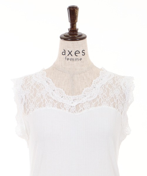 axes femme（アクシーズファム）の「ビスチェ切替レースタンク（タンクトップ・レディース・ホワイト/ブラック/ピンク・MEDIUM）」の7枚目の写真