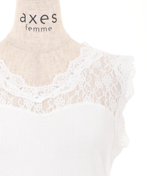 axes femme（アクシーズファム）の「ビスチェ切替レースタンク（タンクトップ・レディース・ホワイト/ブラック/ピンク・MEDIUM）」の9枚目の写真