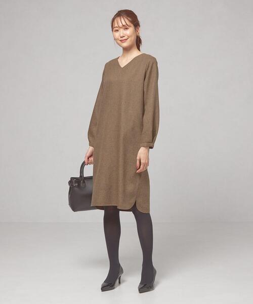 closet story（クローゼットストーリー）の「＜closet story（クローゼットストーリー）＞ツイード サック Vネック ワンピース -ウォッシャブル-（ワンピース・レディース・ダークグレー/ダークグリーン/ブラウン・FREE）」の18枚目の写真