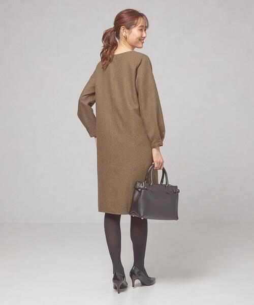 closet story（クローゼットストーリー）の「＜closet story（クローゼットストーリー）＞ツイード サック Vネック ワンピース -ウォッシャブル-（ワンピース・レディース・ダークグレー/ダークグリーン/ブラウン・FREE）」の16枚目の写真