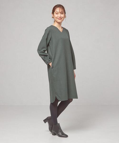 closet story（クローゼットストーリー）の「＜closet story（クローゼットストーリー）＞ツイード サック Vネック ワンピース -ウォッシャブル-（ワンピース・レディース・ダークグレー/ダークグリーン/ブラウン・FREE）」の5枚目の写真