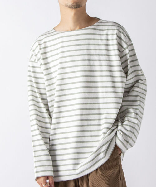 NOLLEY'S goodman(ノーリーズグッドマン)の「【WORK ABOUT/ワークアバウト】BRETAGNE SHIRT ワイドシルエット バスクシャツ(Tシャツ/カットソー・メンズ・グリーン系その他/ホワイト/ブルー系その他/ライトグリーン/ダークブルー・L/M/S)」の3枚目の写真