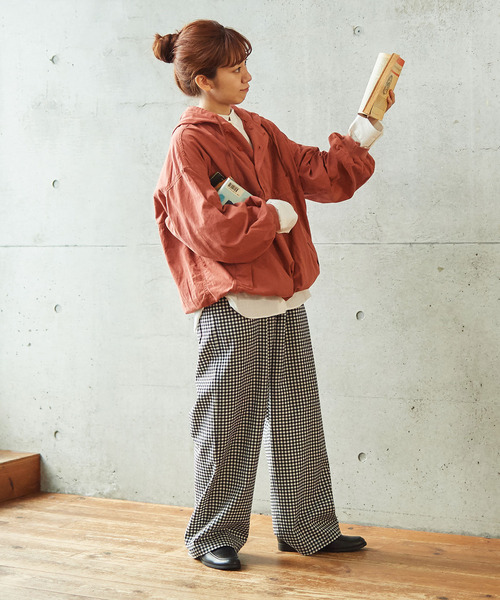 PAR ICI KLASSISK（パーリッシィクラシスク）の「フィンクスブロード伊吹染め アノラックパーカー (セットアップ対応)（その他アウター・レディース・レッド/グリーン/アイボリー・FREE）」の12枚目の写真