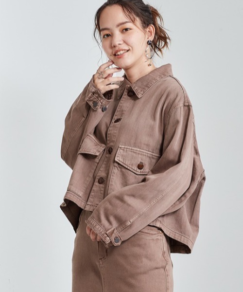 cepo（セポ）の「ショートデニムジャケット（デニムジャケット・レディース・ブラウン/ブルー系2/ベージュ・M）」の2枚目の写真