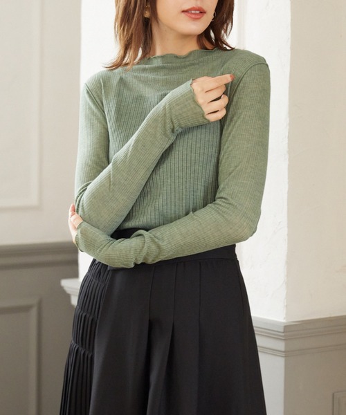 Rewde(ルゥデ)の「プチハイメロープルオーバー(1R15-09198)(Tシャツ/カットソー・レディース・ホワイト/ブラック/グリーン/モカ・M)」の1枚目の写真