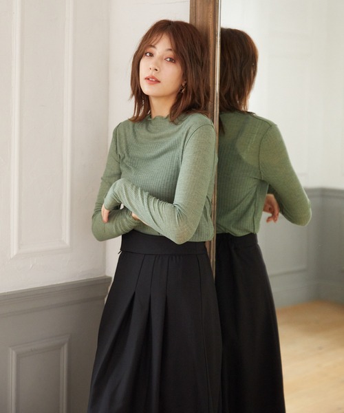 Rewde(ルゥデ)の「プチハイメロープルオーバー(1R15-09198)(Tシャツ/カットソー・レディース・ホワイト/ブラック/グリーン/モカ・M)」の15枚目の写真