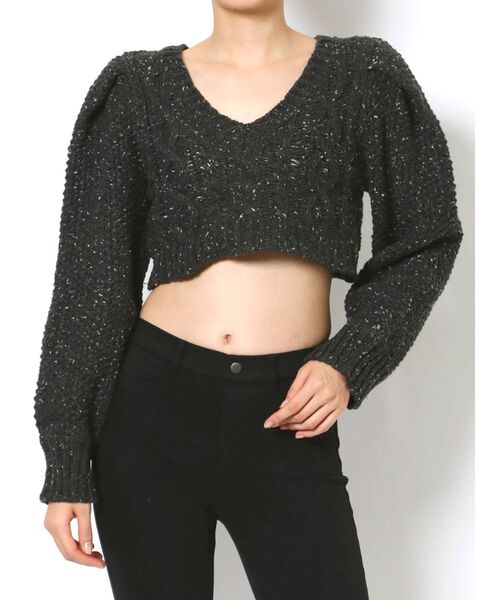 jouetie（ジュエティ）の「パワショルショートニット（ニット/セーター・レディース・グレー/ブラック/ピンク・MEDIUM）」の16枚目の写真