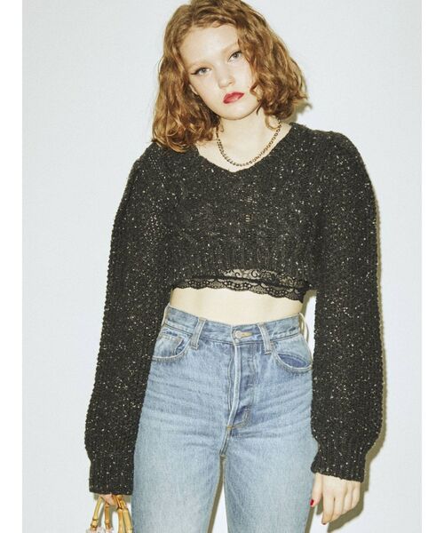 jouetie（ジュエティ）の「パワショルショートニット（ニット/セーター・レディース・グレー/ブラック/ピンク・MEDIUM）」の10枚目の写真