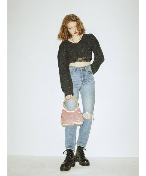 jouetie（ジュエティ）の「パワショルショートニット（ニット/セーター・レディース・グレー/ブラック/ピンク・MEDIUM）」の20枚目の写真