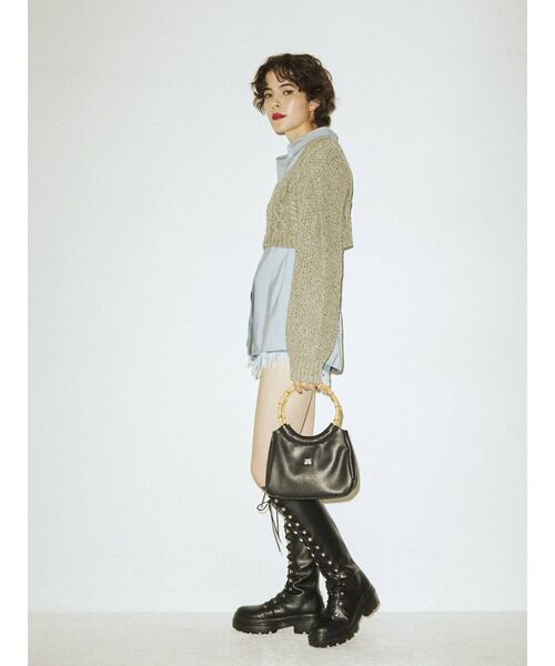 jouetie（ジュエティ）の「パワショルショートニット（ニット/セーター・レディース・グレー/ブラック/ピンク・MEDIUM）」の11枚目の写真