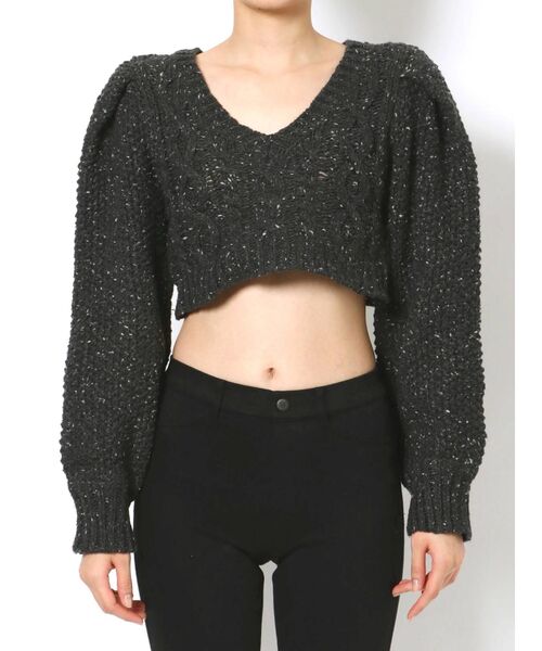 jouetie（ジュエティ）の「パワショルショートニット（ニット/セーター・レディース・グレー/ブラック/ピンク・MEDIUM）」の8枚目の写真