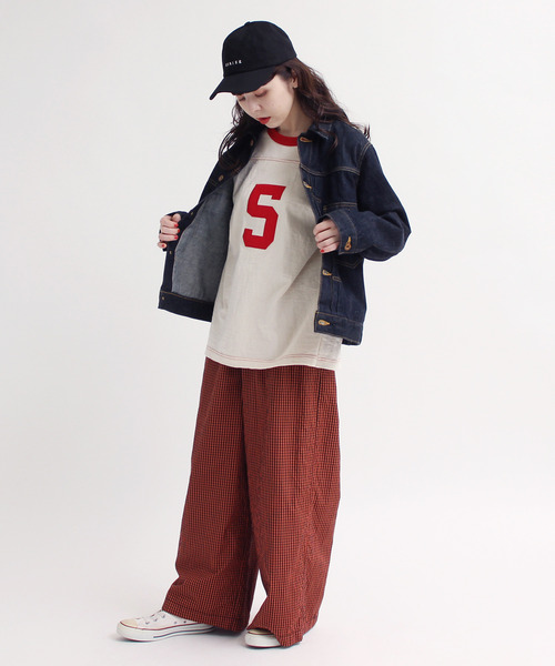 CHILD WOMAN(チャイルドウーマン)の「10/-オールドヴィンテージ天竺フットボールロンT(Tシャツ/カットソー・レディース・レッド/ブラック・FREE)」の6枚目の写真
