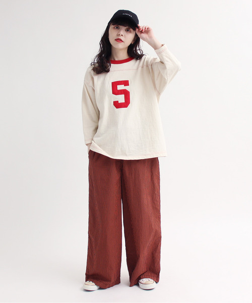CHILD WOMAN(チャイルドウーマン)の「10/-オールドヴィンテージ天竺フットボールロンT(Tシャツ/カットソー・レディース・レッド/ブラック・FREE)」の14枚目の写真