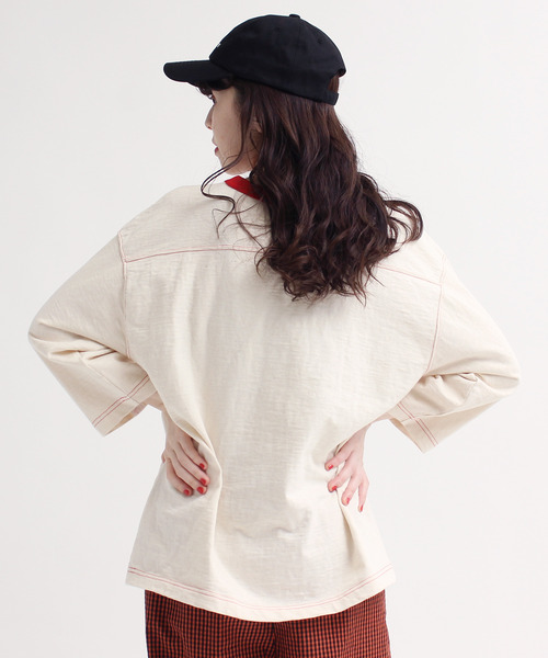 CHILD WOMAN(チャイルドウーマン)の「10/-オールドヴィンテージ天竺フットボールロンT(Tシャツ/カットソー・レディース・レッド/ブラック・FREE)」の16枚目の写真