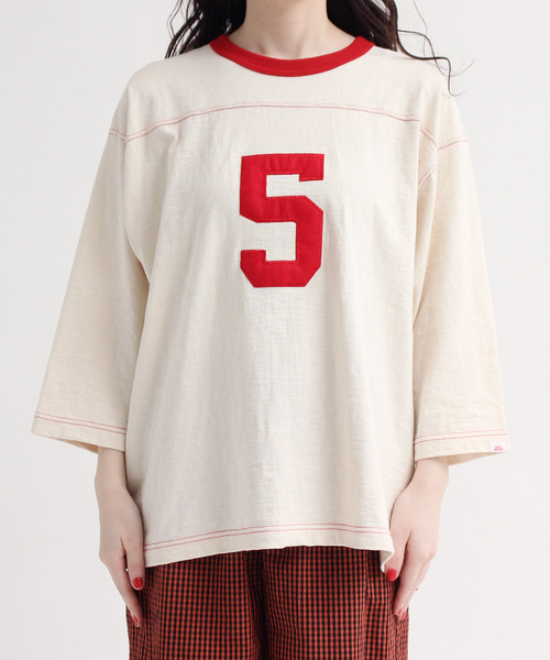 CHILD WOMAN(チャイルドウーマン)の「10/-オールドヴィンテージ天竺フットボールロンT(Tシャツ/カットソー・レディース・レッド/ブラック・FREE)」の17枚目の写真