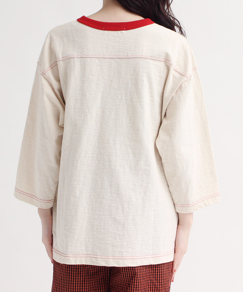 CHILD WOMAN(チャイルドウーマン)の「10/-オールドヴィンテージ天竺フットボールロンT(Tシャツ/カットソー・レディース・レッド/ブラック・FREE)」の15枚目の写真