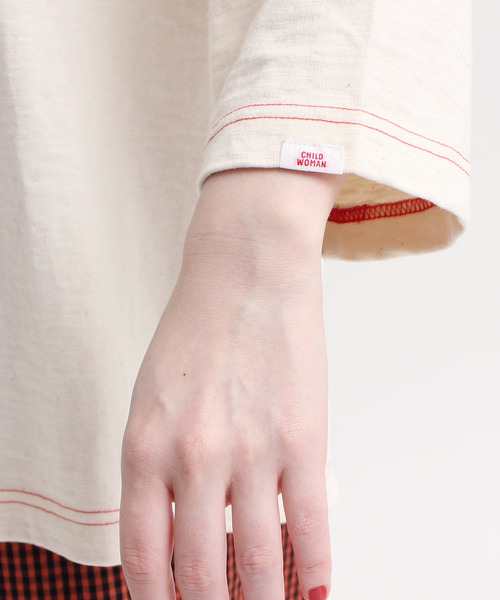 CHILD WOMAN(チャイルドウーマン)の「10/-オールドヴィンテージ天竺フットボールロンT(Tシャツ/カットソー・レディース・レッド/ブラック・FREE)」の9枚目の写真