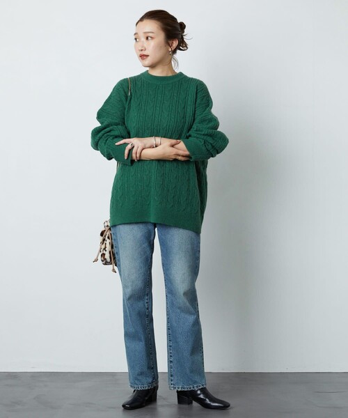 FREAK'S STORE（フリークスストア）の「▽【WEB限定】ケーブルニットプルオーバー（ニット/セーター・レディース・グリーン/ブラック/ブルー/ベージュ/イエロー/ナチュラル・ﾌﾘ-）」の10枚目の写真