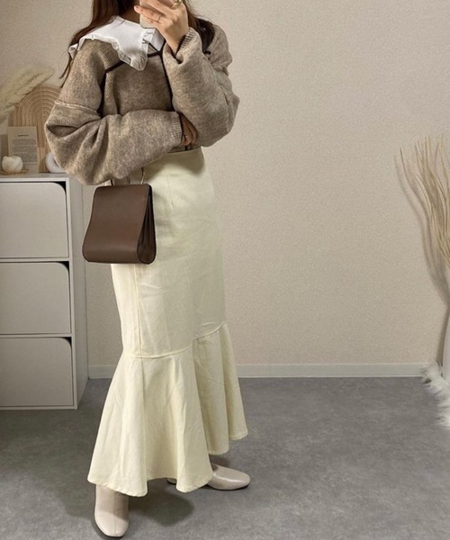 Per sist ence(パーシエンス)の「Per sist ence/パーシエンス 総針配色パイピング Vネックニット(ニット/セーター・レディース・ブラウン/グレイッシュベージュ/ブラック/アイボリー・FREE)」の4枚目の写真