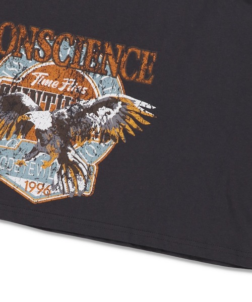 SPINNS（スピンズ）の「ショート丈イーグルプリント長袖Tシャツ（Tシャツ/カットソー・レディース・スミクロ・ONESIZE）」の9枚目の写真