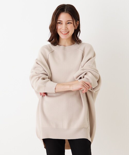 SHOO・LA・RUE（シューラルー）の「◆ダブルジャカードドルマンニット（ニット/セーター・レディース・ブラック/ライトグリーン/ブラウン系その他/ピンク系/アイボリー/チャコールグレー・00）」の2枚目の写真