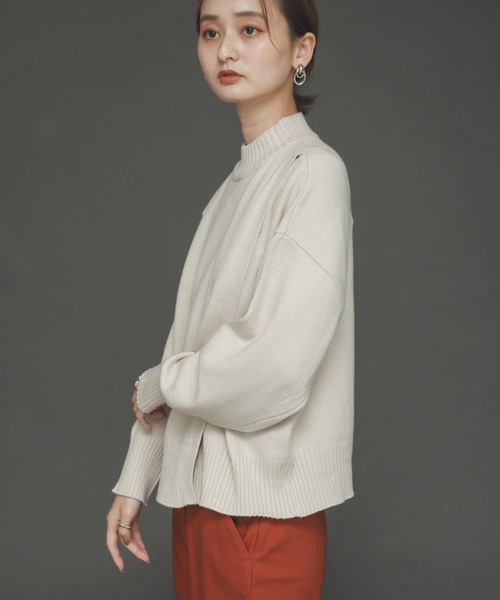 SENSE OF PLACE by URBAN RESEARCH（センスオブプレイスバイアーバンリサーチ）の「ストレッチフロントラップセーター（ニット/セーター・レディース・ブラック/ピンク/アイボリー・ONE）」の5枚目の写真