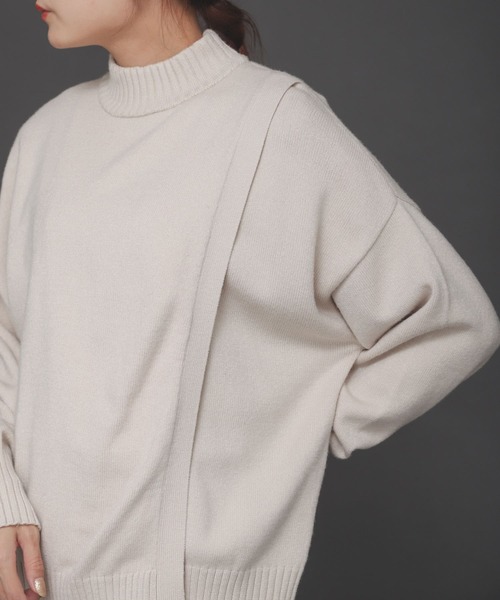 SENSE OF PLACE by URBAN RESEARCH（センスオブプレイスバイアーバンリサーチ）の「ストレッチフロントラップセーター（ニット/セーター・レディース・ブラック/ピンク/アイボリー・ONE）」の13枚目の写真