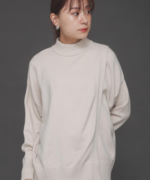 SENSE OF PLACE by URBAN RESEARCH（センスオブプレイスバイアーバンリサーチ）の「ストレッチフロントラップセーター（ニット/セーター・レディース・ブラック/ピンク/アイボリー・ONE）」の14枚目の写真