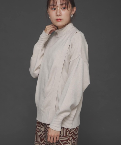 SENSE OF PLACE by URBAN RESEARCH（センスオブプレイスバイアーバンリサーチ）の「ストレッチフロントラップセーター（ニット/セーター・レディース・ブラック/ピンク/アイボリー・ONE）」の15枚目の写真