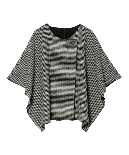 Re:EDIT（リエディ）の「ダブルフェイスチェックポンチョコート（ポンチョ・レディース・ブラック/ブラウン・MEDIUM/LARGE）」の8枚目の写真