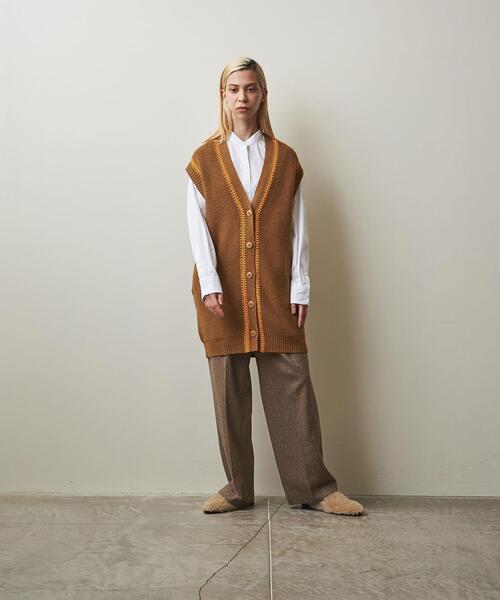 Steven Alan(スティーブンアラン)の「<Steven Alan>HERRINGBONE TUCK WIDE PANTS/パンツ(その他パンツ・レディース・ブラウン/ターコイズブルー・S/M/L)」の4枚目の写真